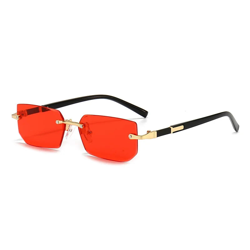 Rimless Square Sunglasses for Men and Women UV400 Summer Travel Shades