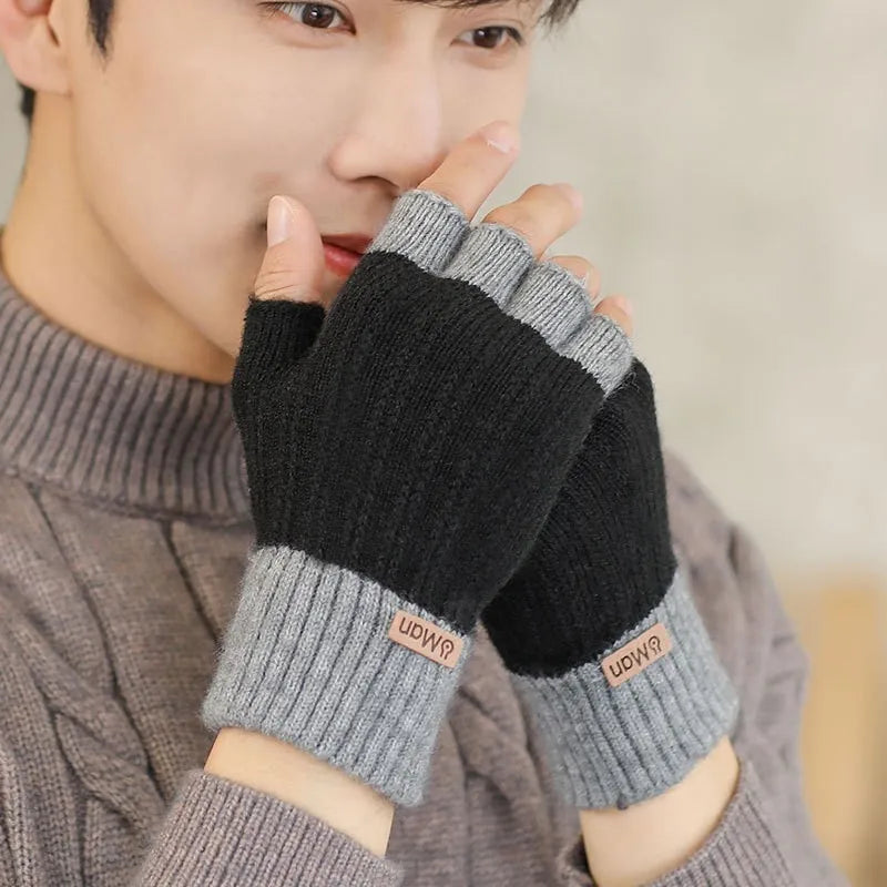 Men’s Winter Fingerless Knitted Gloves