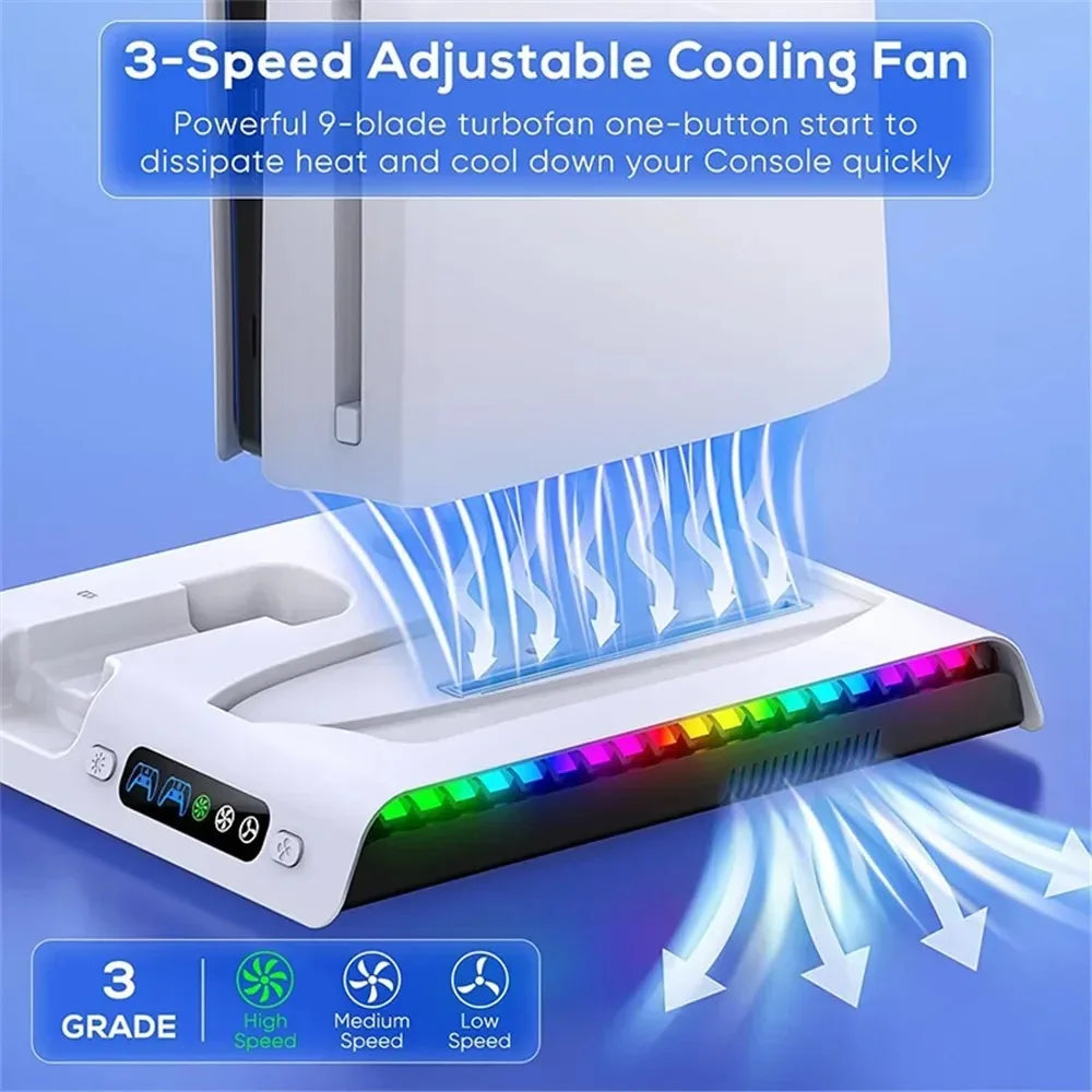 PS5/PS5 Slim Multi-Functional Cooling Stand with RGB