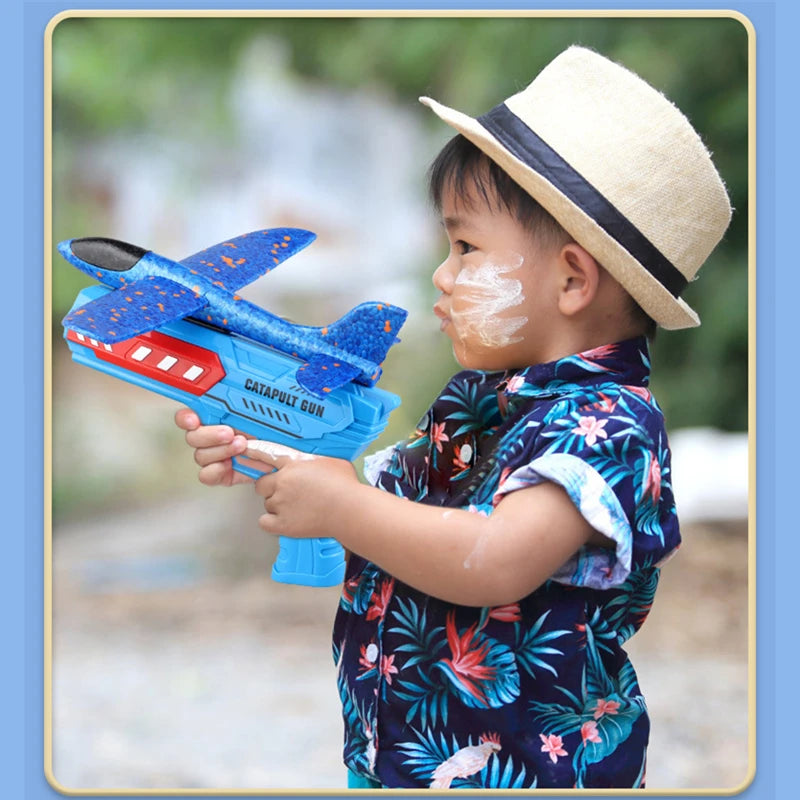 Kids Airplane Launcher Toys – 13.2'' LED Foam Glider Catapult Plane
