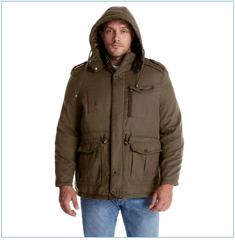 Thickened Multi-Pocket Mid-Length Casual Coat