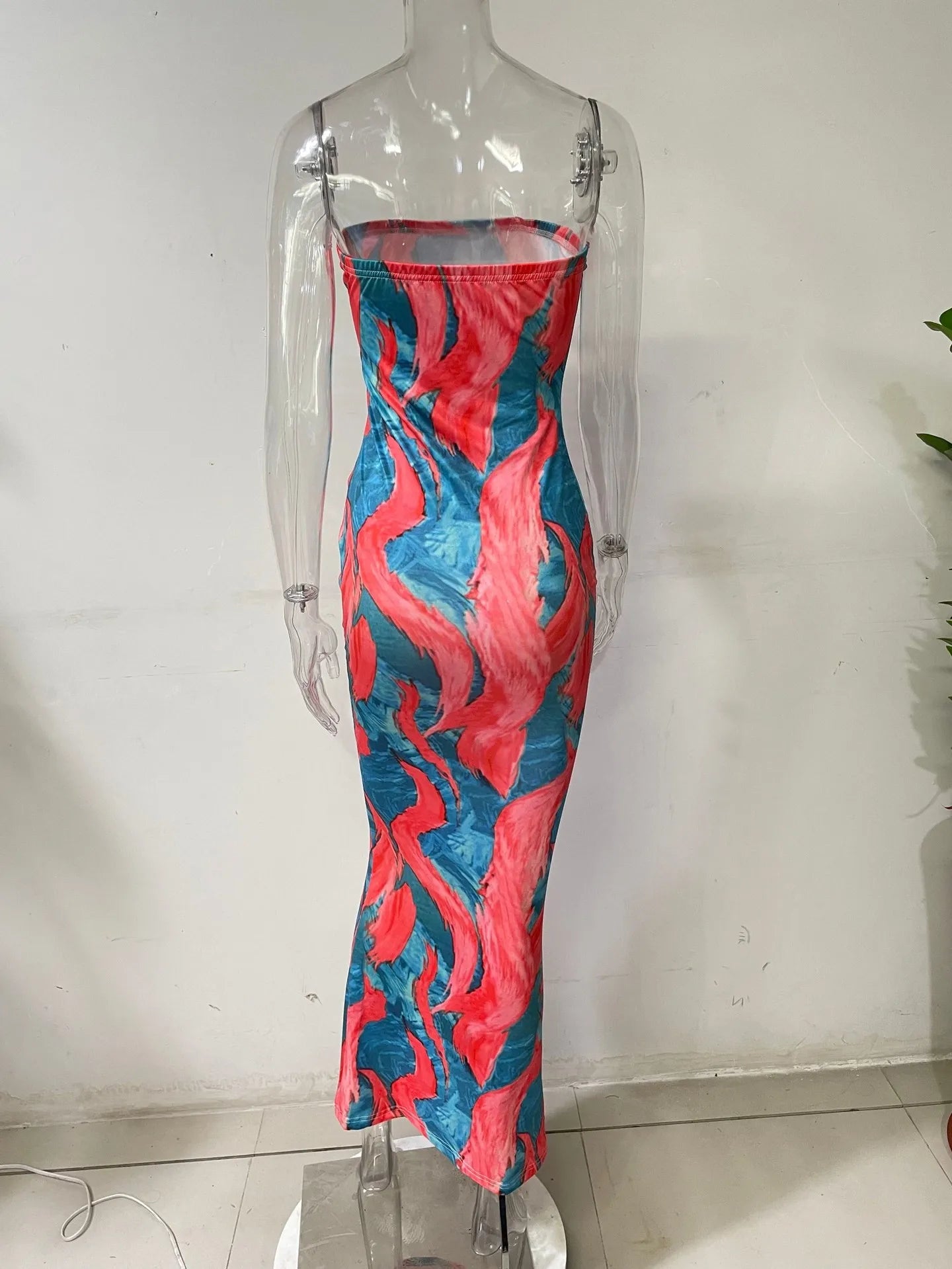 Sexy Slim Fit Printed Bandage Long Dress