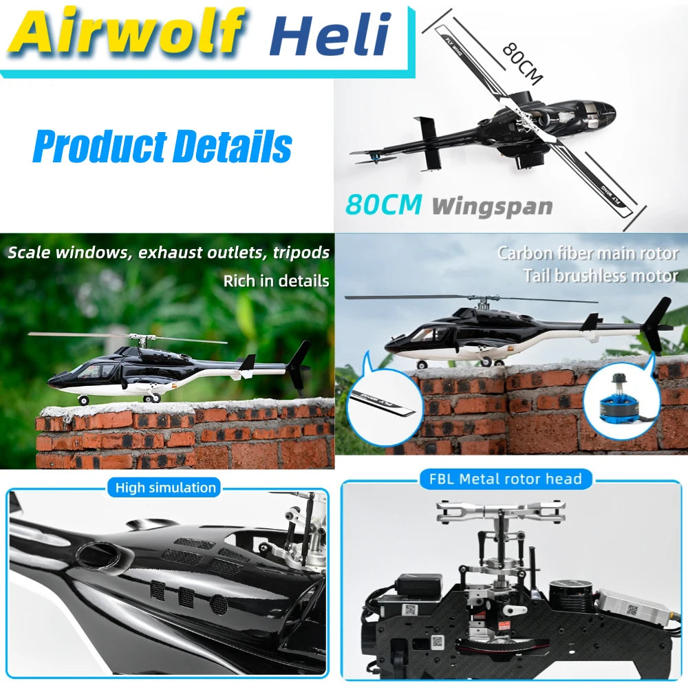 FLY WING Airwolf FW450 V2 6CH RC Helicopter RTF – GPS Flight Control
