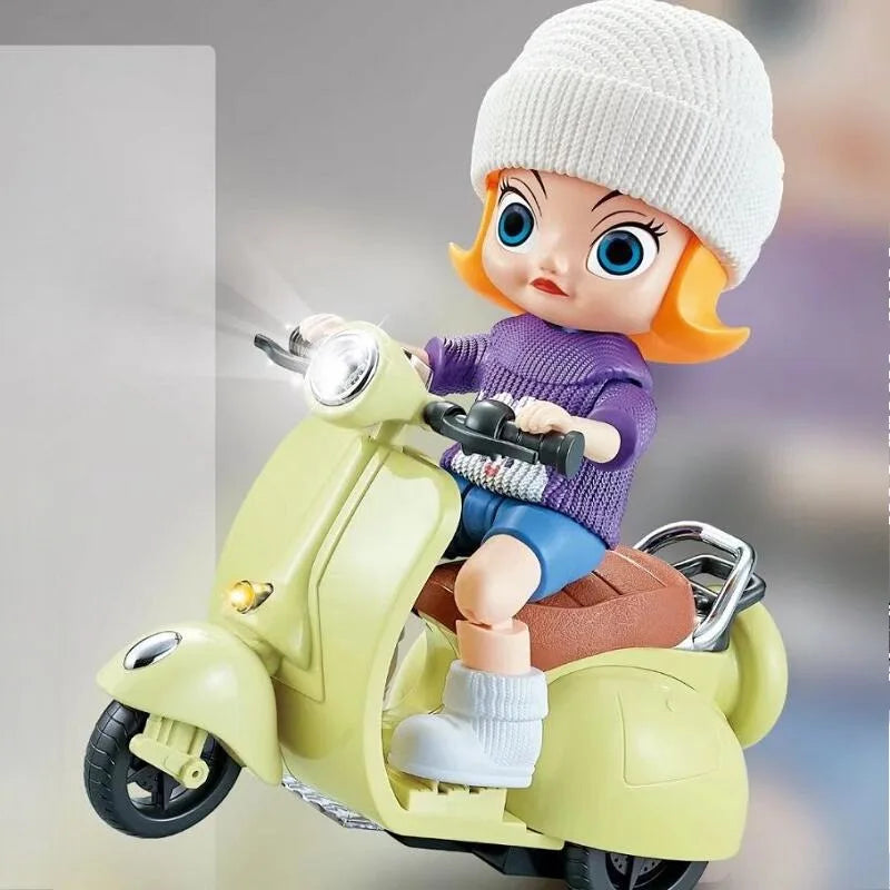 Labubu Mini Electric Motorcycle with Lights & Music – Doll Accessory Gift