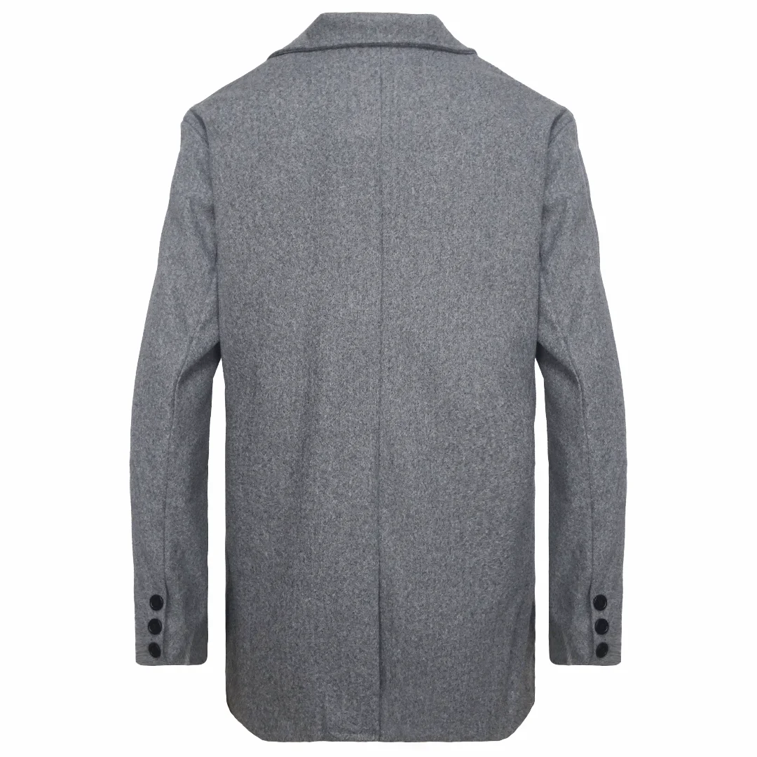Men's Wool Lapel Trench Coat Single-Breasted England Style
