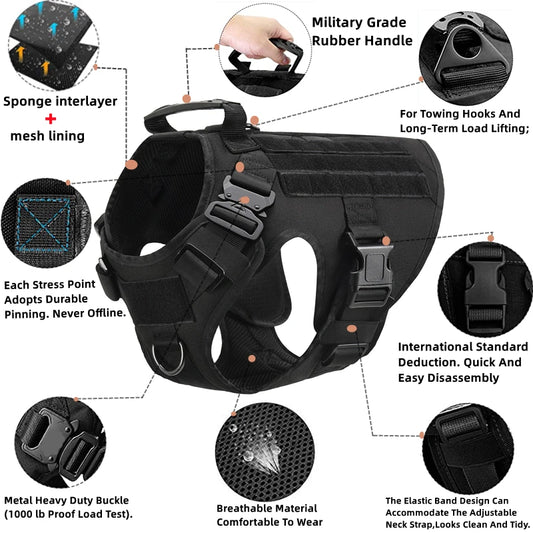 K9 Tactical Military Dog Vest and Leash Set