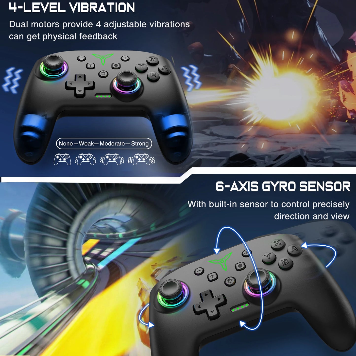 Dinofire Wireless Bluetooth RGB Game Controller