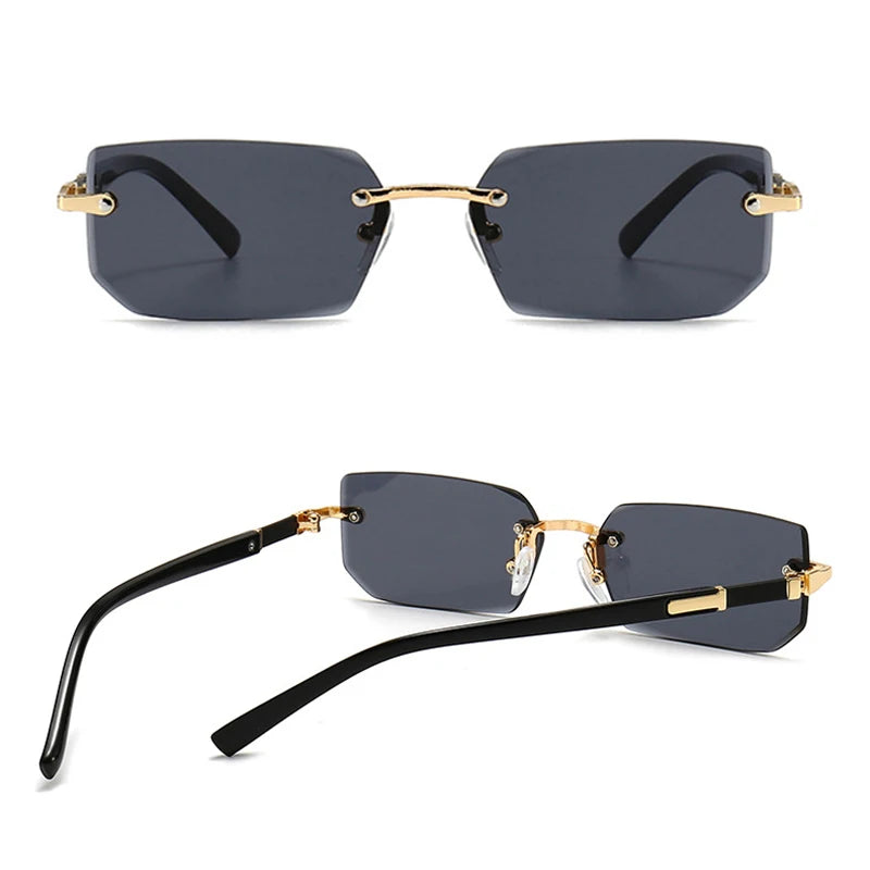 Rimless Square Sunglasses for Men and Women UV400 Summer Travel Shades