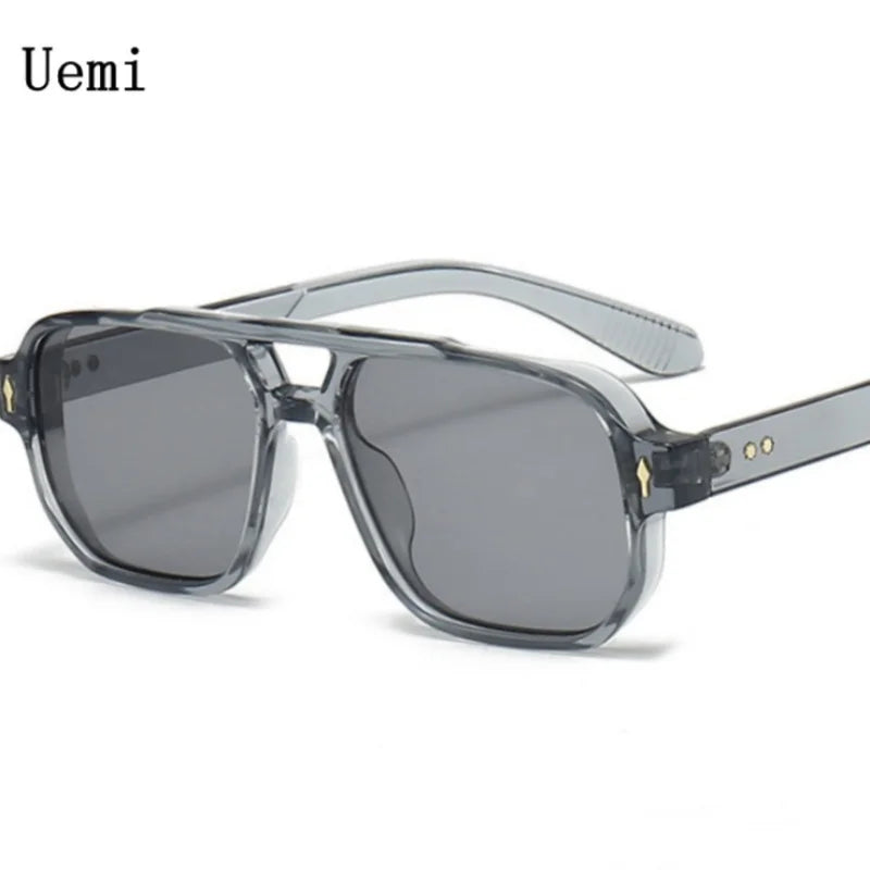 Retro Double Bridge Square Sunglasses for Men and Women