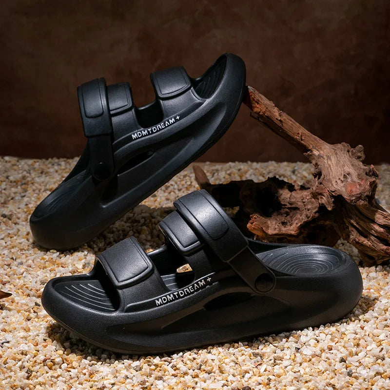 Men's Sport Slides with 5CM EVA Sole – Thick QuikFoam Beach Sandals