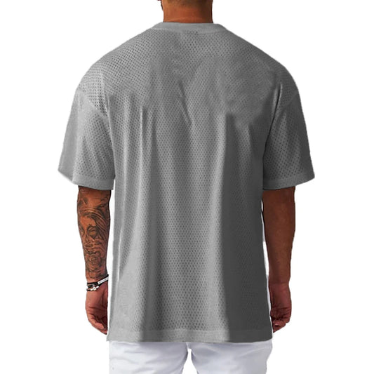 Men’s Oversized Quick-Dry Gym T-Shirt – Breathable Mesh Fitness Tee