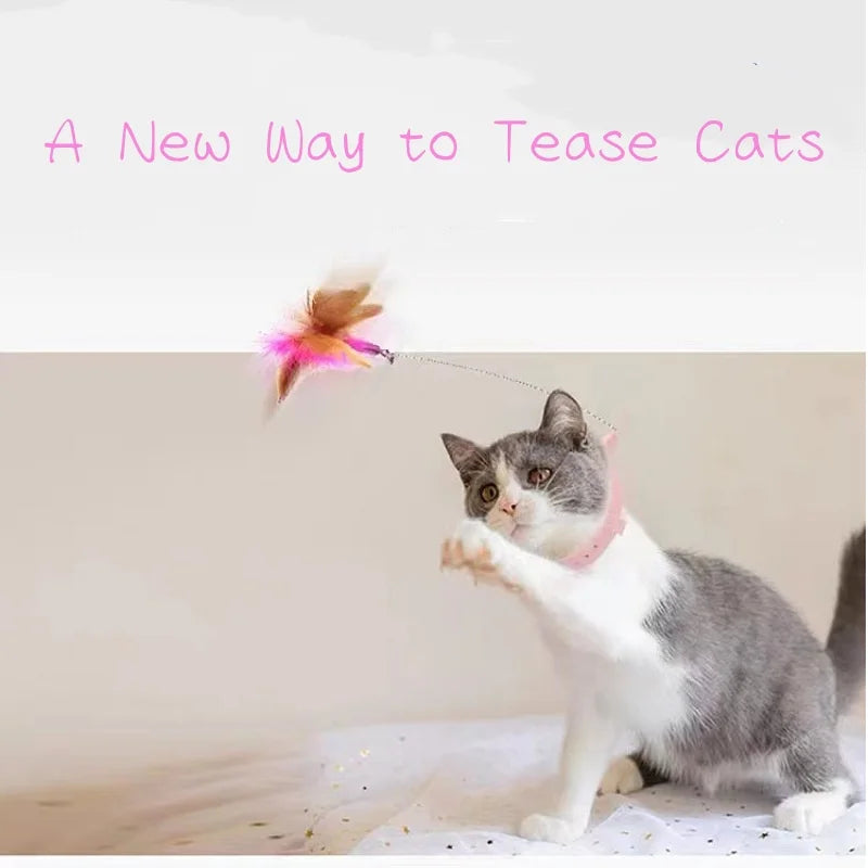 Interactive Feather Teaser Wand with Bell for Cats