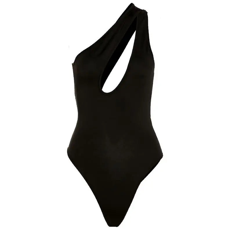 One Shoulder Black Bodysuit – Sexy Cut-Out Summer Top