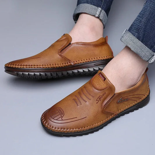 Men’s Handmade Leather Flats – Soft Sole Casual Business Moccasins