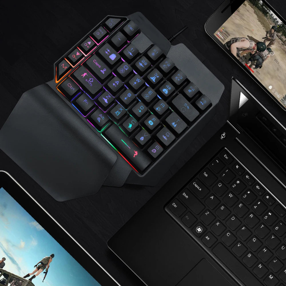 RGB One-Handed 39-Key Gaming Keyboard with Ergonomic Design