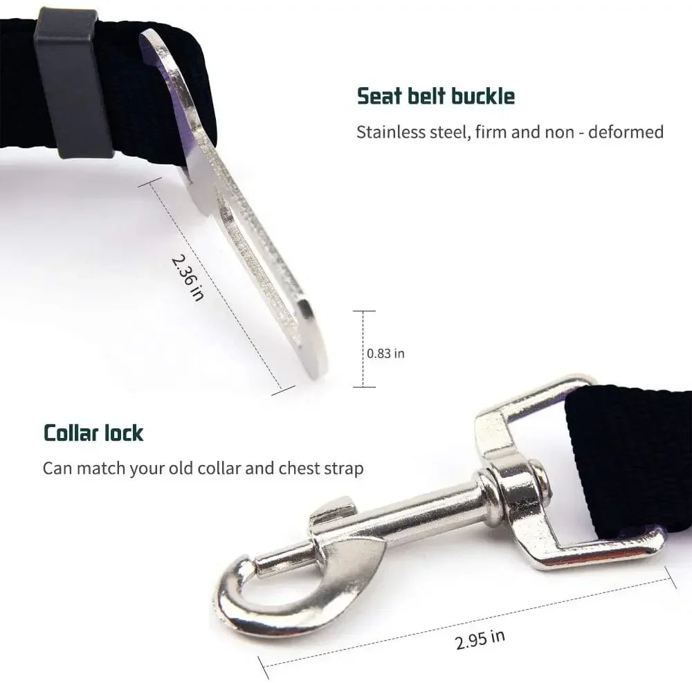 Adjustable Pet Car Seat Belt for Dogs and Cats – Safety Harness Clip