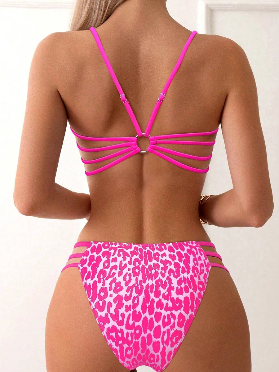 Leopard Print Micro Bikini Set for Women High Waist Brazilian Swimwear