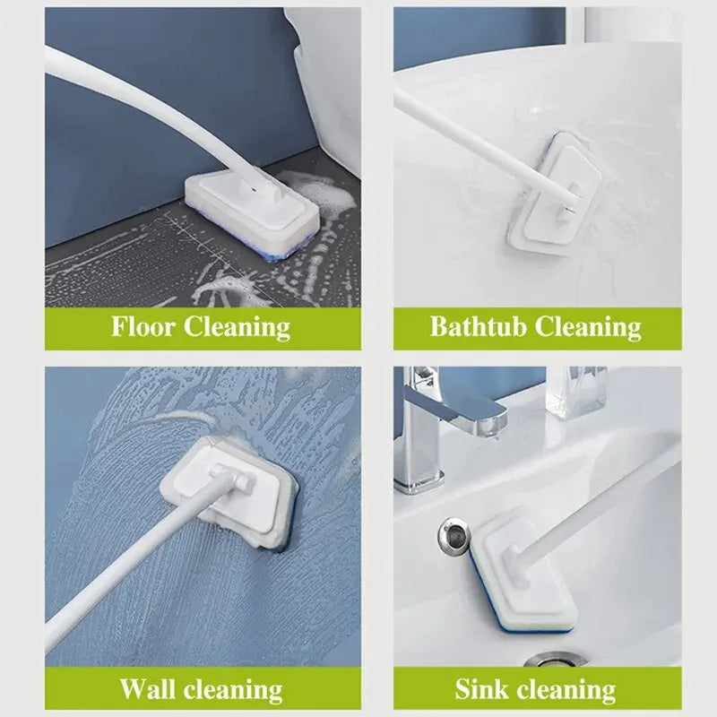 Long Handle Bathroom Wall Brush with Removable Sponge for Tile and Tub