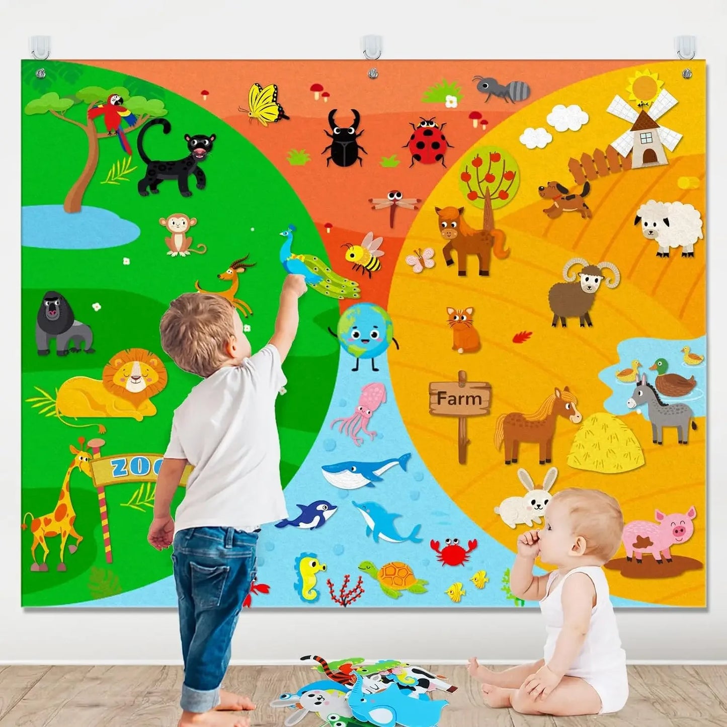 Felt Story Board Set Toy – Farm Animals Interactive Play Mat