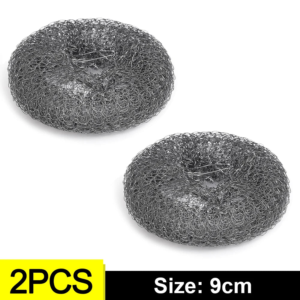 Stainless Steel Dish Scrubber with Handle for Kitchen Rust Removal