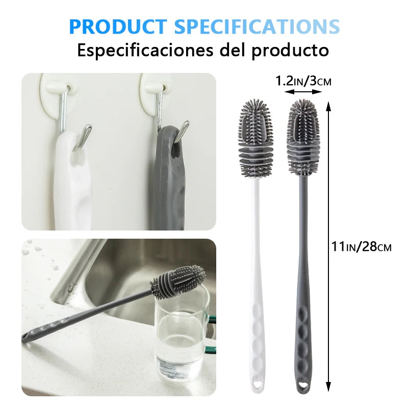 Silicone Baby Bottle Cleaning Brush Long Handle Cup Scrubber for Home Use