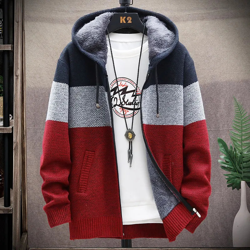 Luxury Men's Hooded Cardigan Sweater - Stylish & Functional