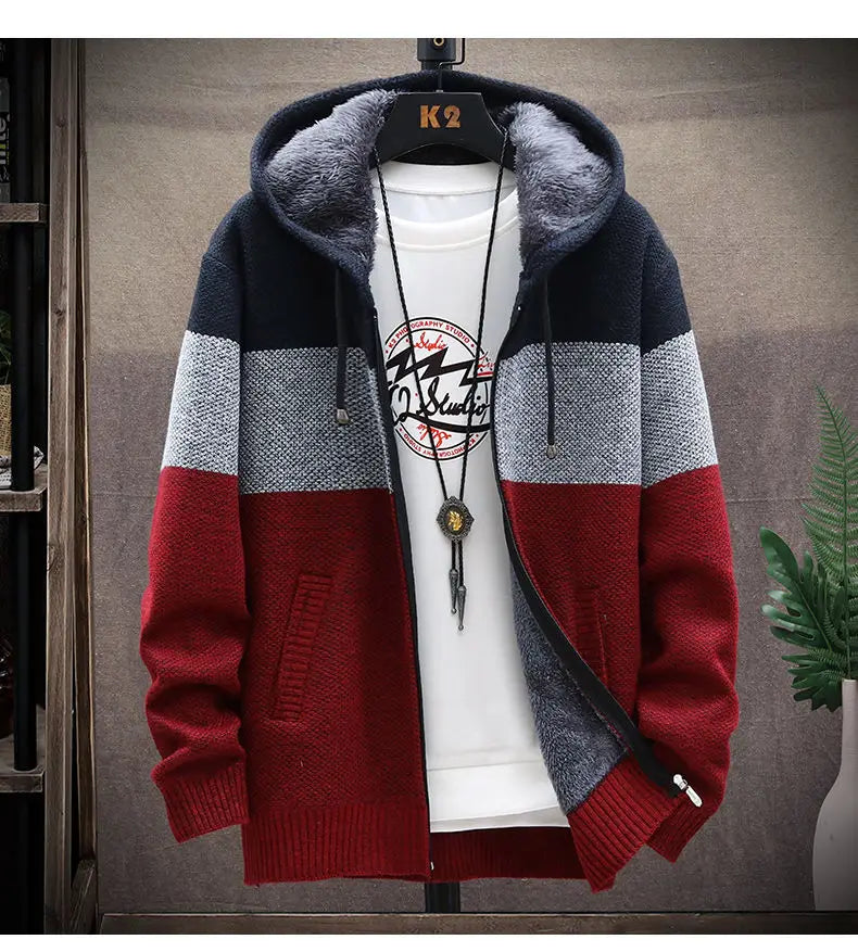 Luxury Men's Hooded Cardigan Sweater - Stylish & Functional