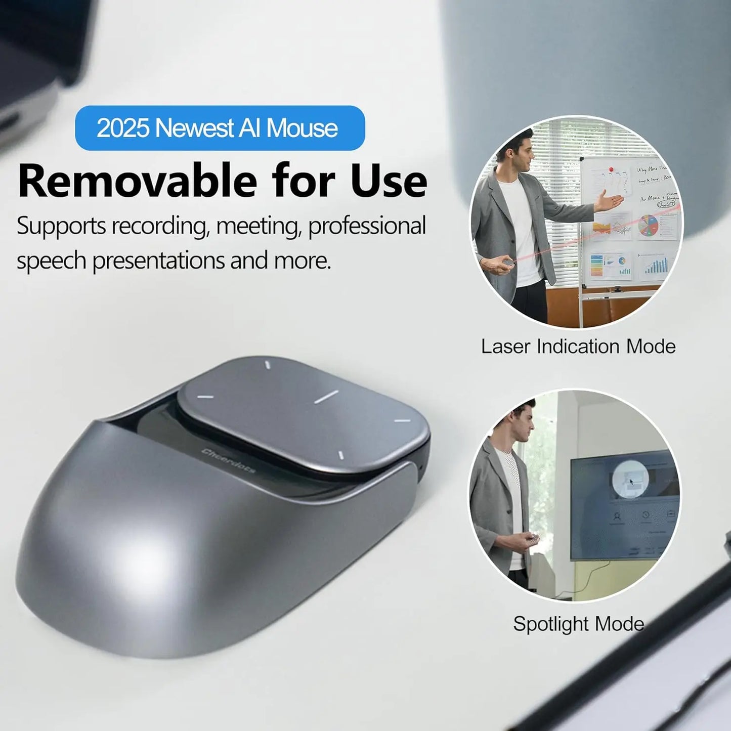 Cheerdots 2 AI Wireless Air Mouse & Touchpad with Voice Recording