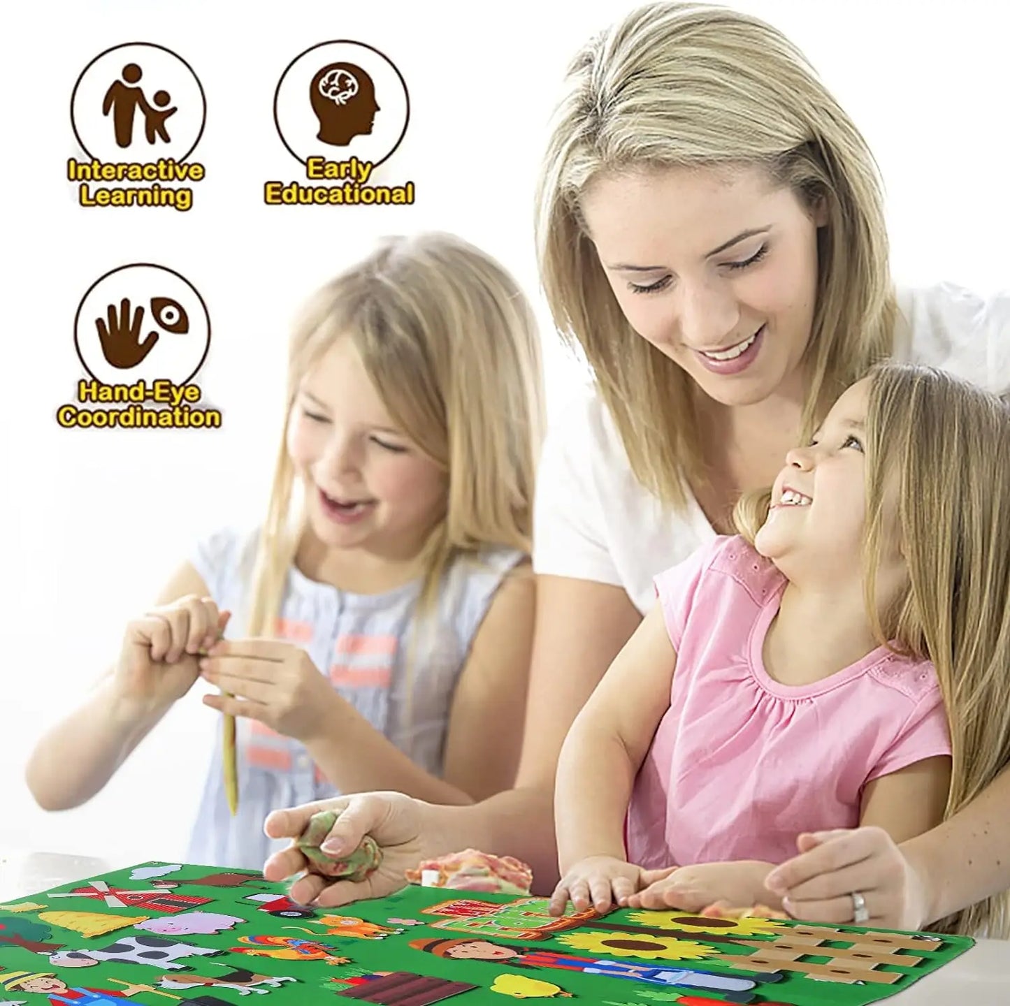 Felt Story Board Set Toy – Farm Animals Interactive Play Mat