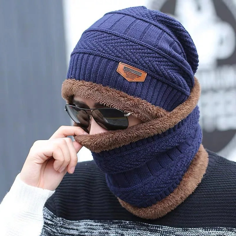 Winter Knit Hat & Scarf Set for Men