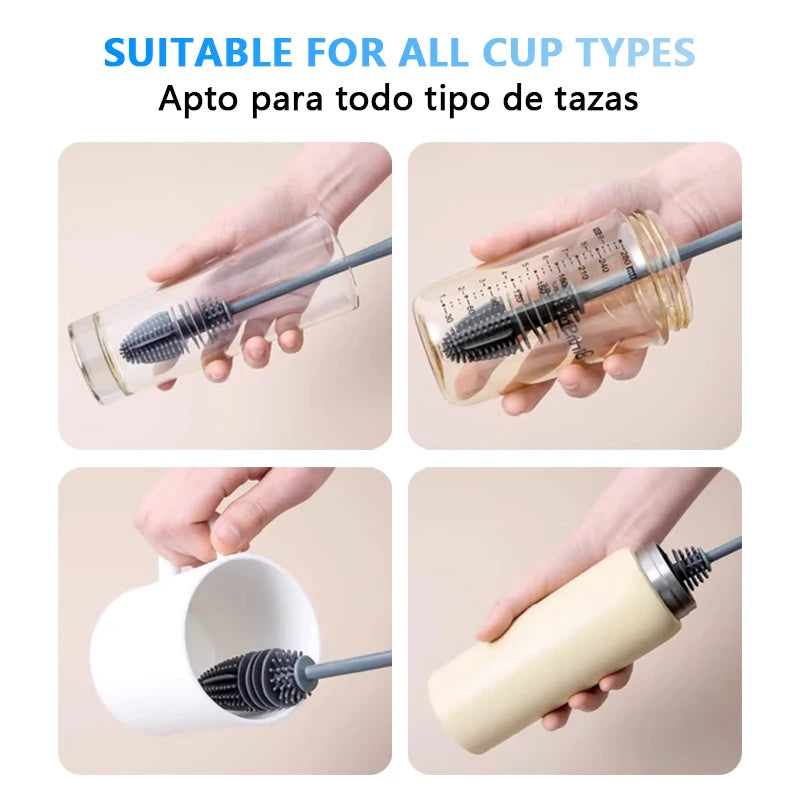 Silicone Baby Bottle Cleaning Brush Long Handle Cup Scrubber for Home Use