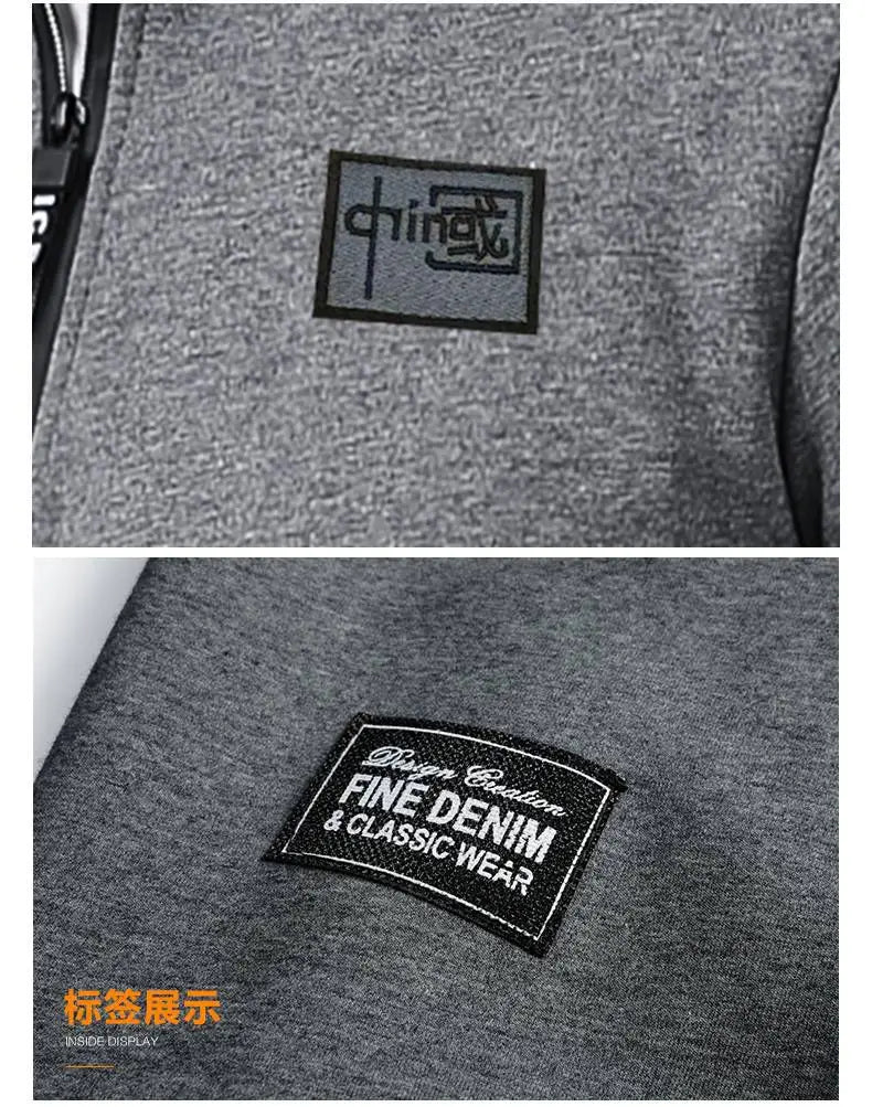 Winter Sweatshirt Men Long Sleeves Fleece Lined Warm Sweatshirt
