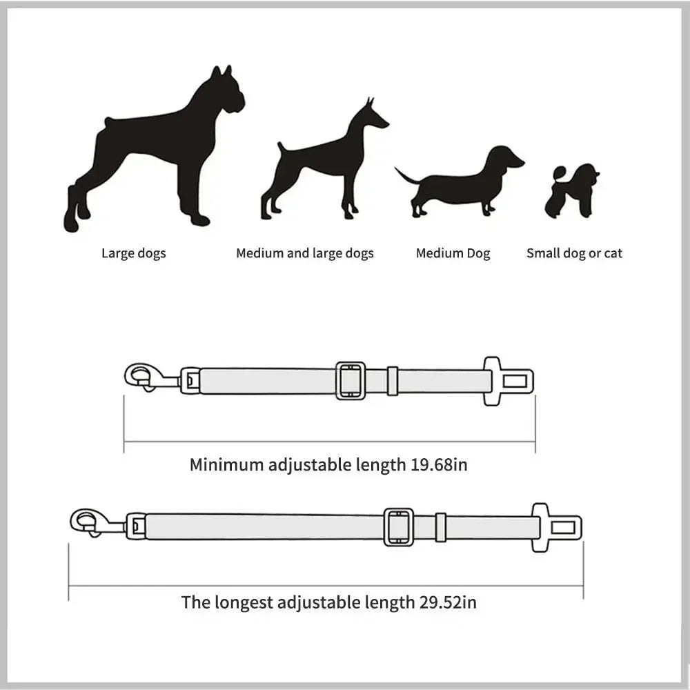 Adjustable Pet Car Seat Belt for Dogs and Cats – Safety Harness Clip