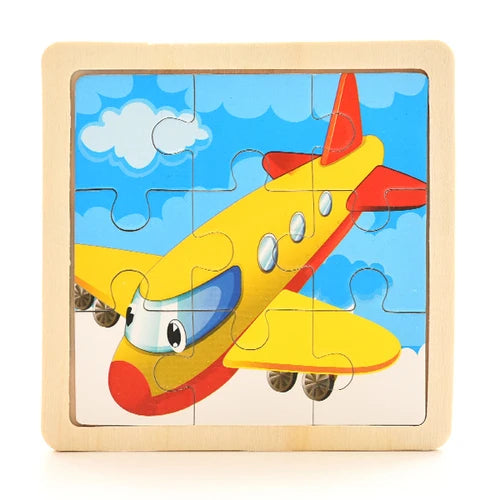 Baby Wooden Montessori Puzzle - 3D Cartoon Animal Puzzle