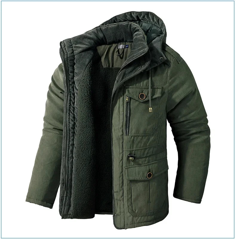 Thickened Multi-Pocket Mid-Length Casual Coat