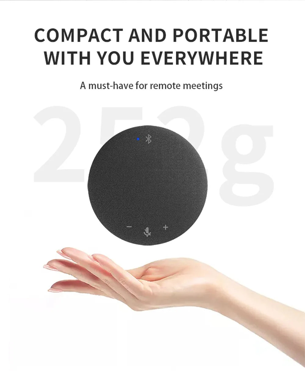 Wireless Bluetooth Conference Microphone & Speaker – 360° USB Speakerphone with 5M Pickup