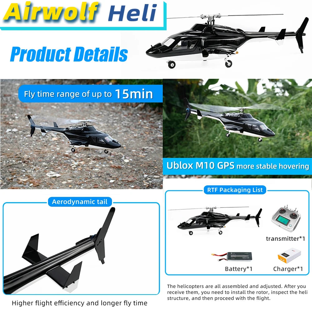 FLY WING Airwolf FW450 V2 6CH RC Helicopter RTF – GPS Flight Control