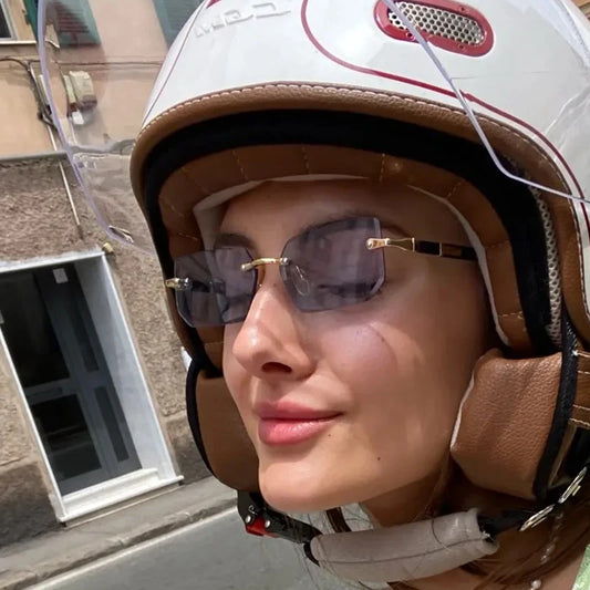 Rimless Square Sunglasses for Men and Women UV400 Summer Travel Shades