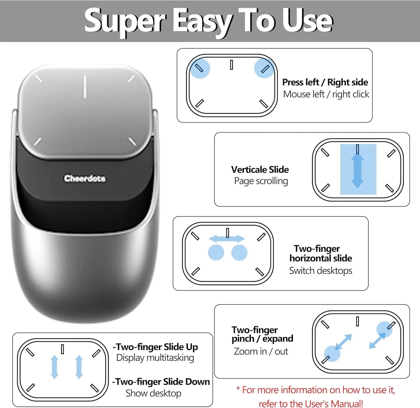 Cheerdots 2 AI Wireless Air Mouse & Touchpad with Voice Recording