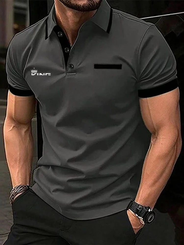 Men’s Color Block Polo Shirt – Casual Golf & Summer Sportswear