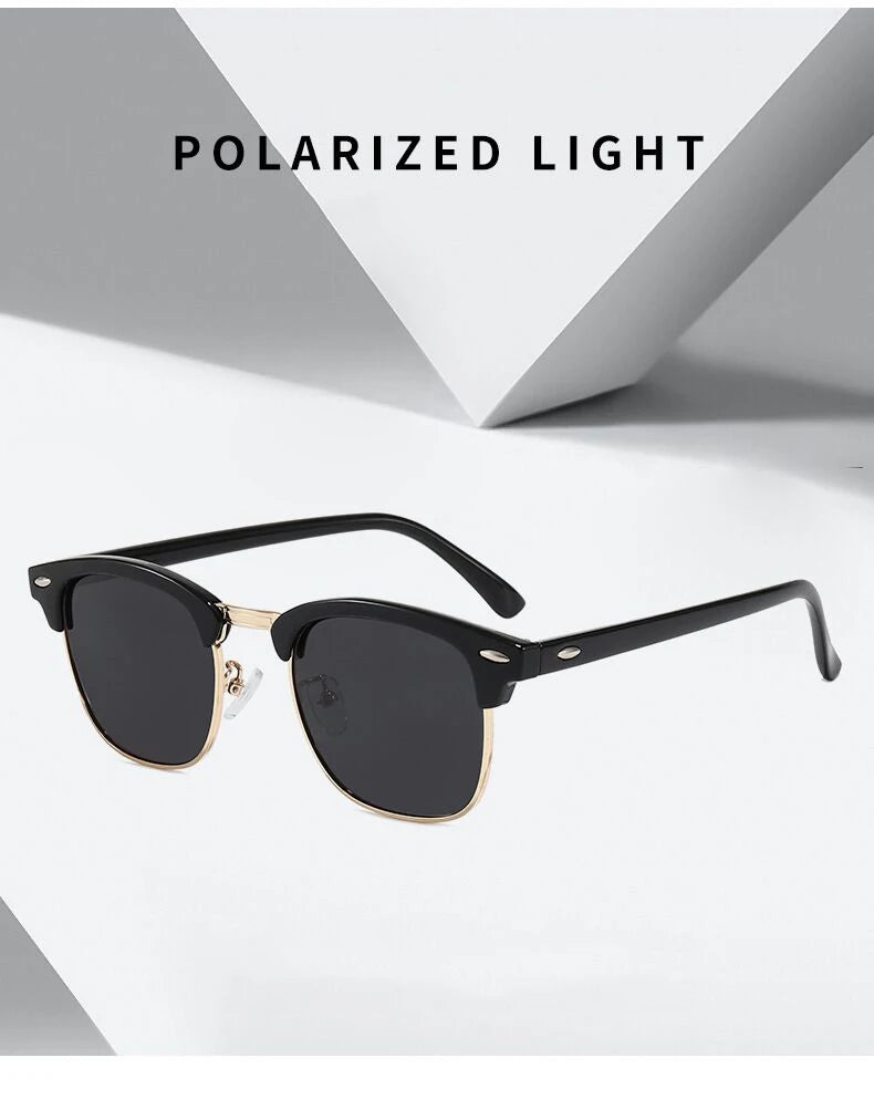 Vintage Polarized Semi-Rimless Sunglasses for Women