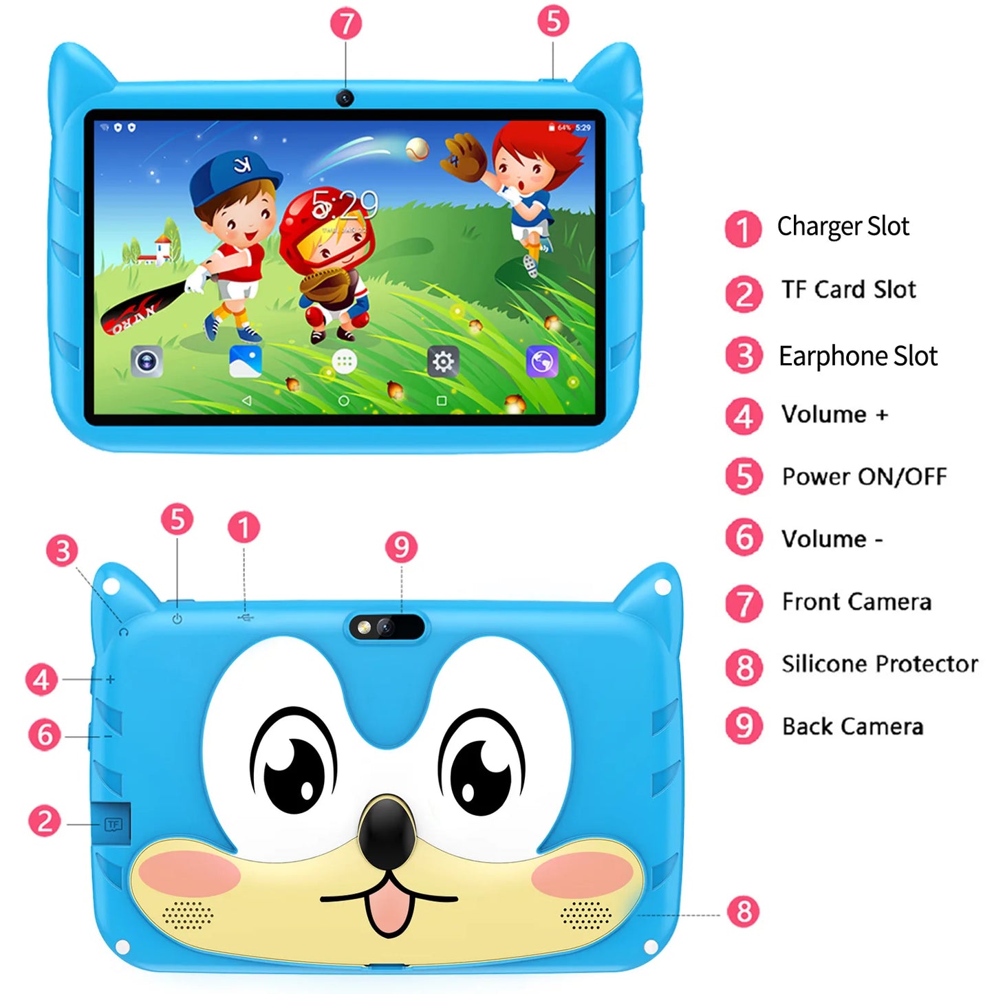 BDF 7-Inch Kids Tablet - Android 13, 4GB RAM, 64GB Storage