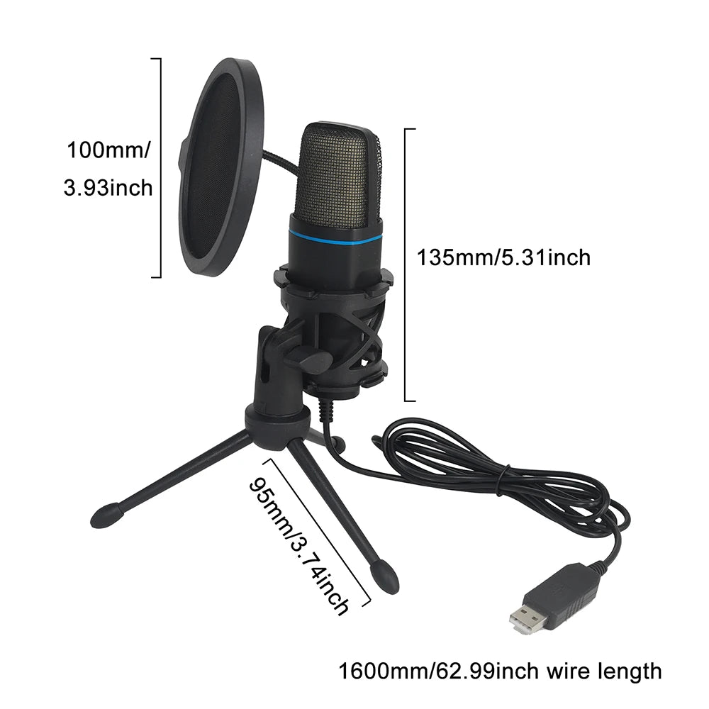 USB RGB Condenser Microphone – Pro Gaming & Studio Mic for PC & Laptop