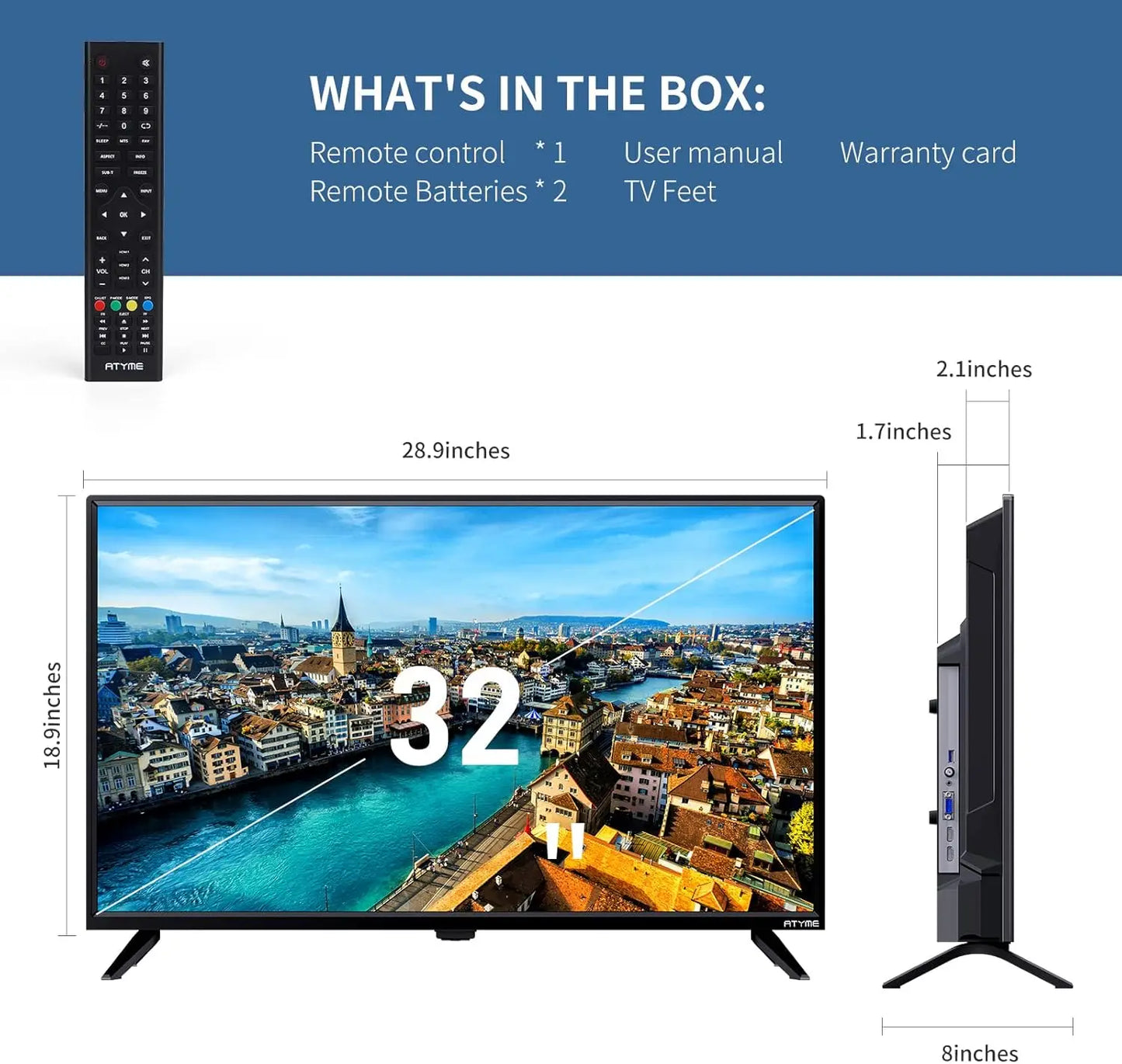 32-Inch 720p HD LED TV - Flat Screen Monitor with HDMI & USB