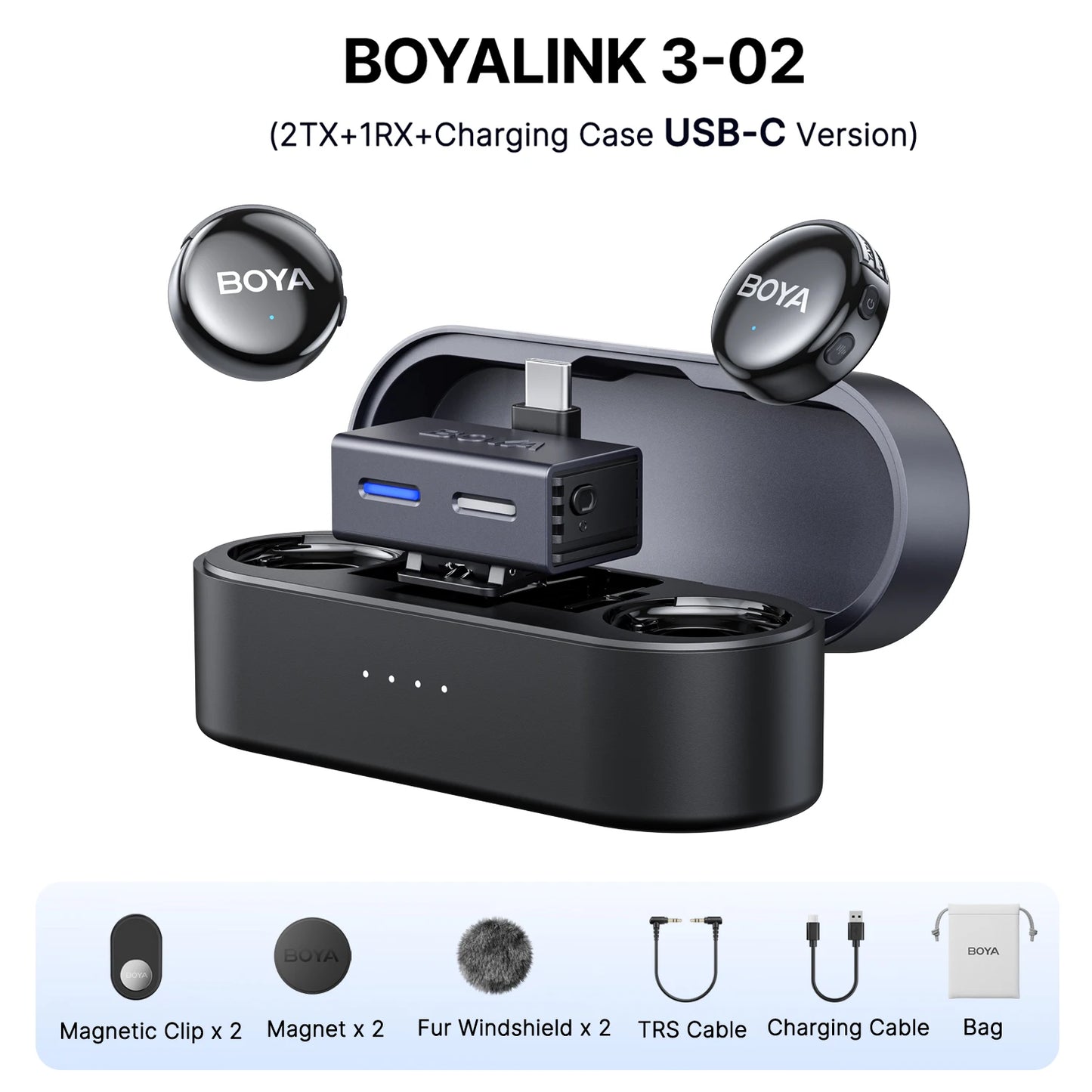 BOYA BOYALINK 3 Mini Wireless Lavalier Mic – Pro Audio for iPhone, Android & Camera