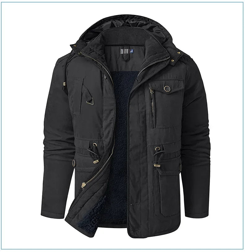 Thickened Multi-Pocket Mid-Length Casual Coat