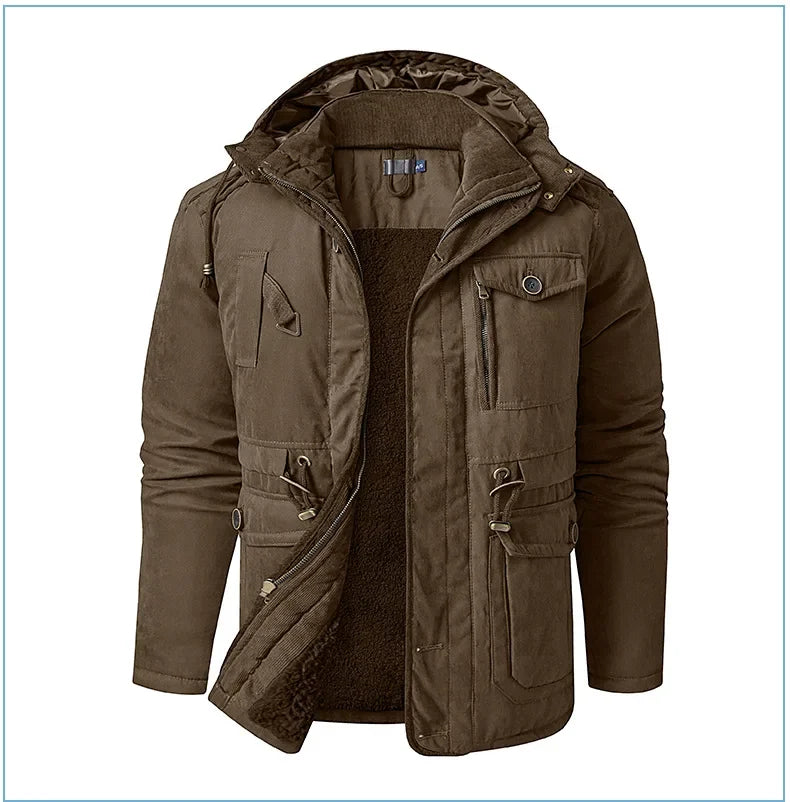 Thickened Multi-Pocket Mid-Length Casual Coat