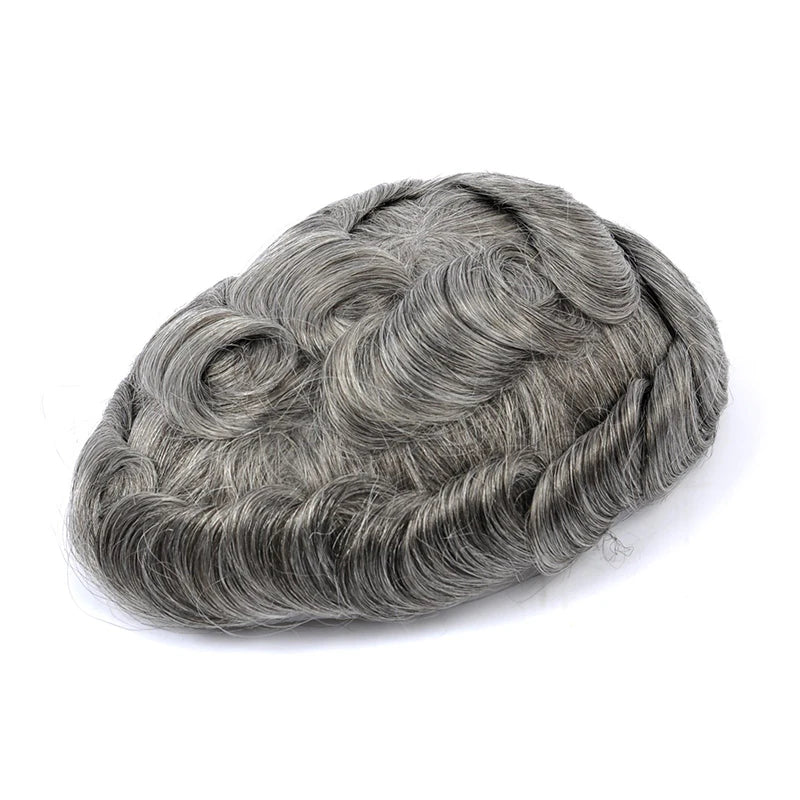 Topunique Full Swiss Lace Men’s Toupee – 90% Light to Medium Light Density