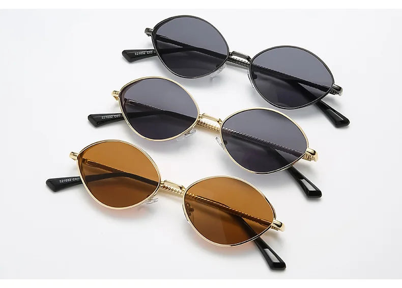 Women’s Oval Sunglasses with Diamond Thread Legs
