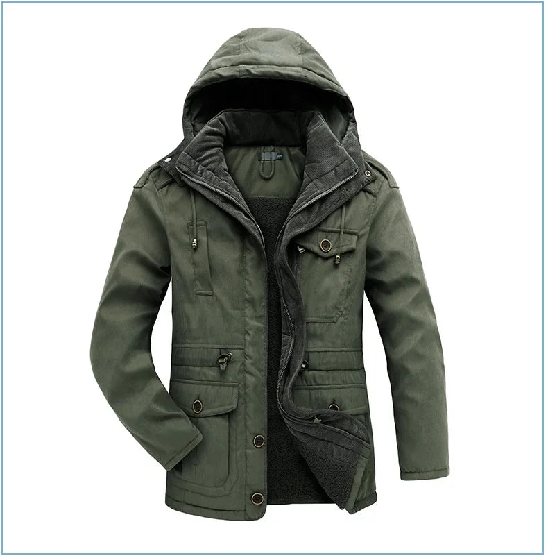 Thickened Multi-Pocket Mid-Length Casual Coat